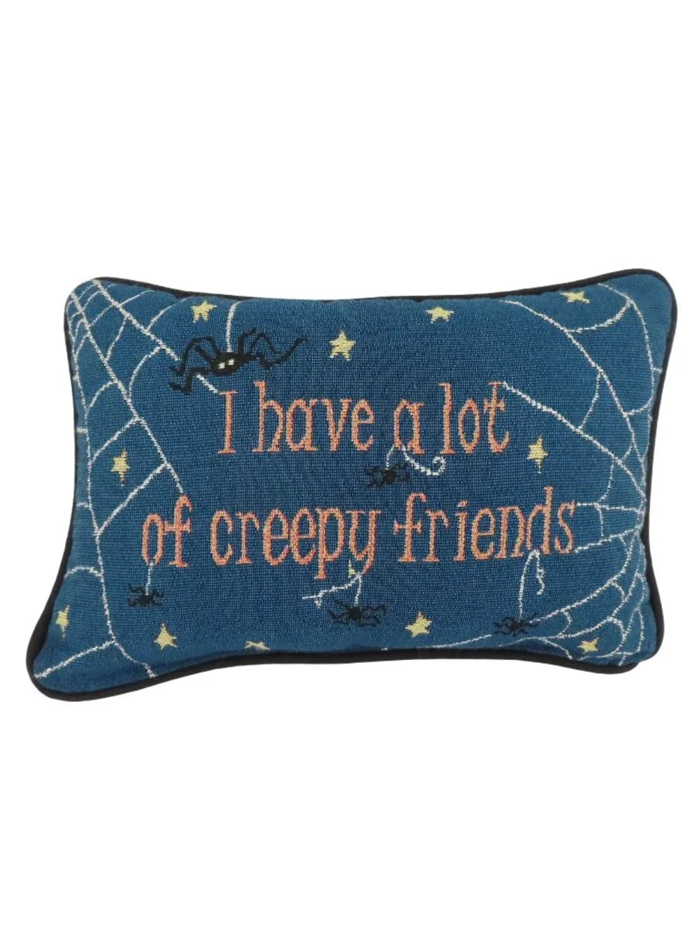 I Have A Lot Of Creepy Friends Cobweb Spider Halloween Spooky Accent Pillow